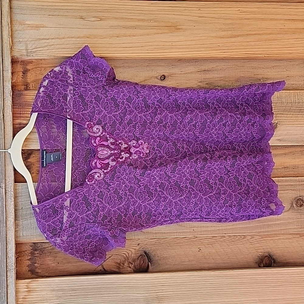 Vintage Y2K MODA international Lace purple  Dark romantic Fairy  top Made in USA